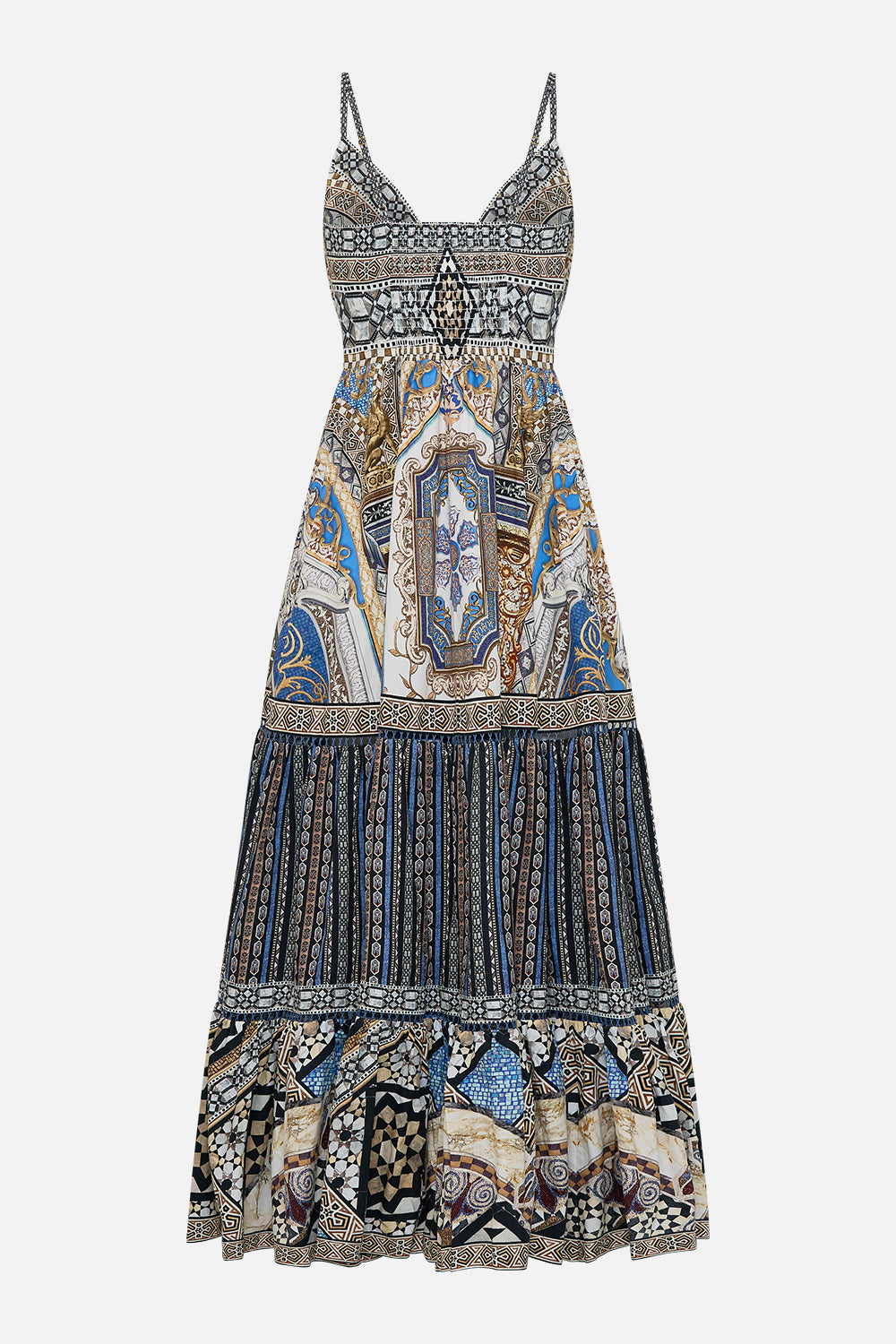 CAMILLA Tiered Bodice Dress in Make Me Your Mosaic Print.