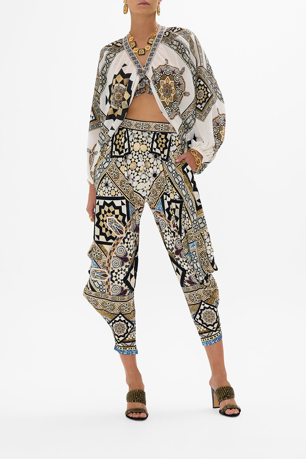 CAMILLA Jersey Drape Pant with Pocket in Make Me Your Mosaic Print