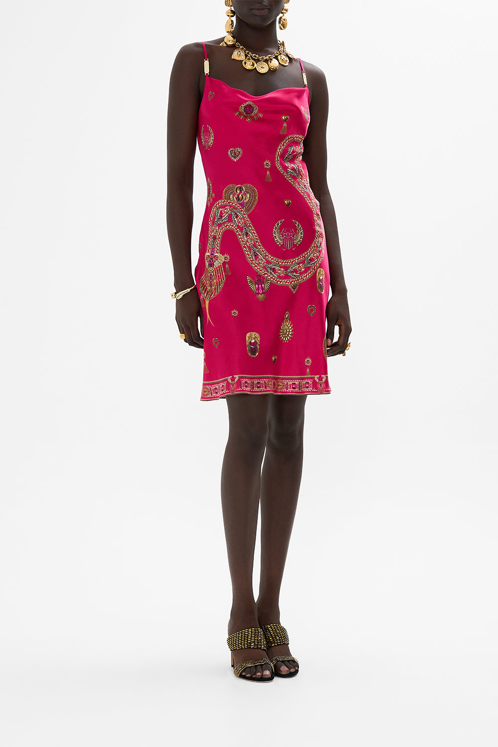 CAMILLA Short Bias Slip in Kissed By A Cobra print