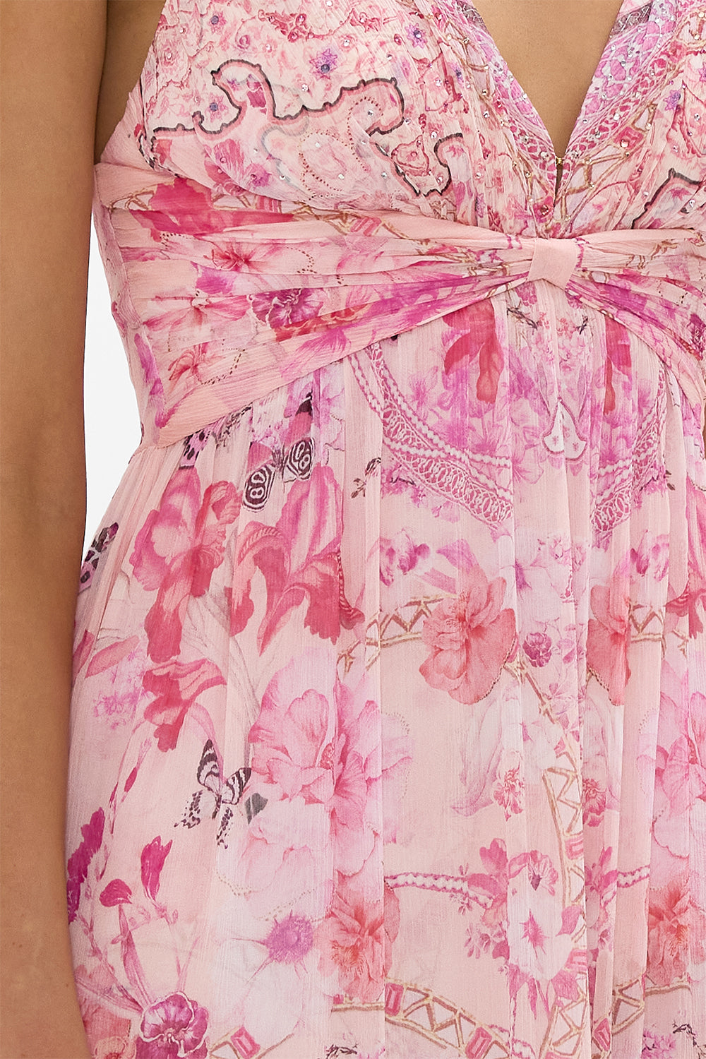 BEAD STRAP GATHERED PANEL DRESS BOTANICAL NOVELLA