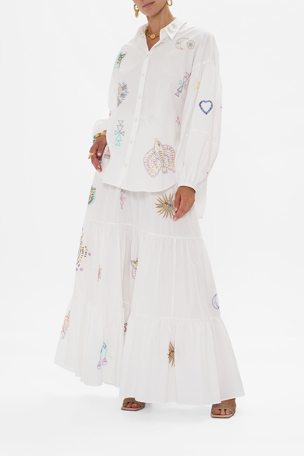 CAMILLA Balloon Sleeve Shirt Blouse in Living In Colour print