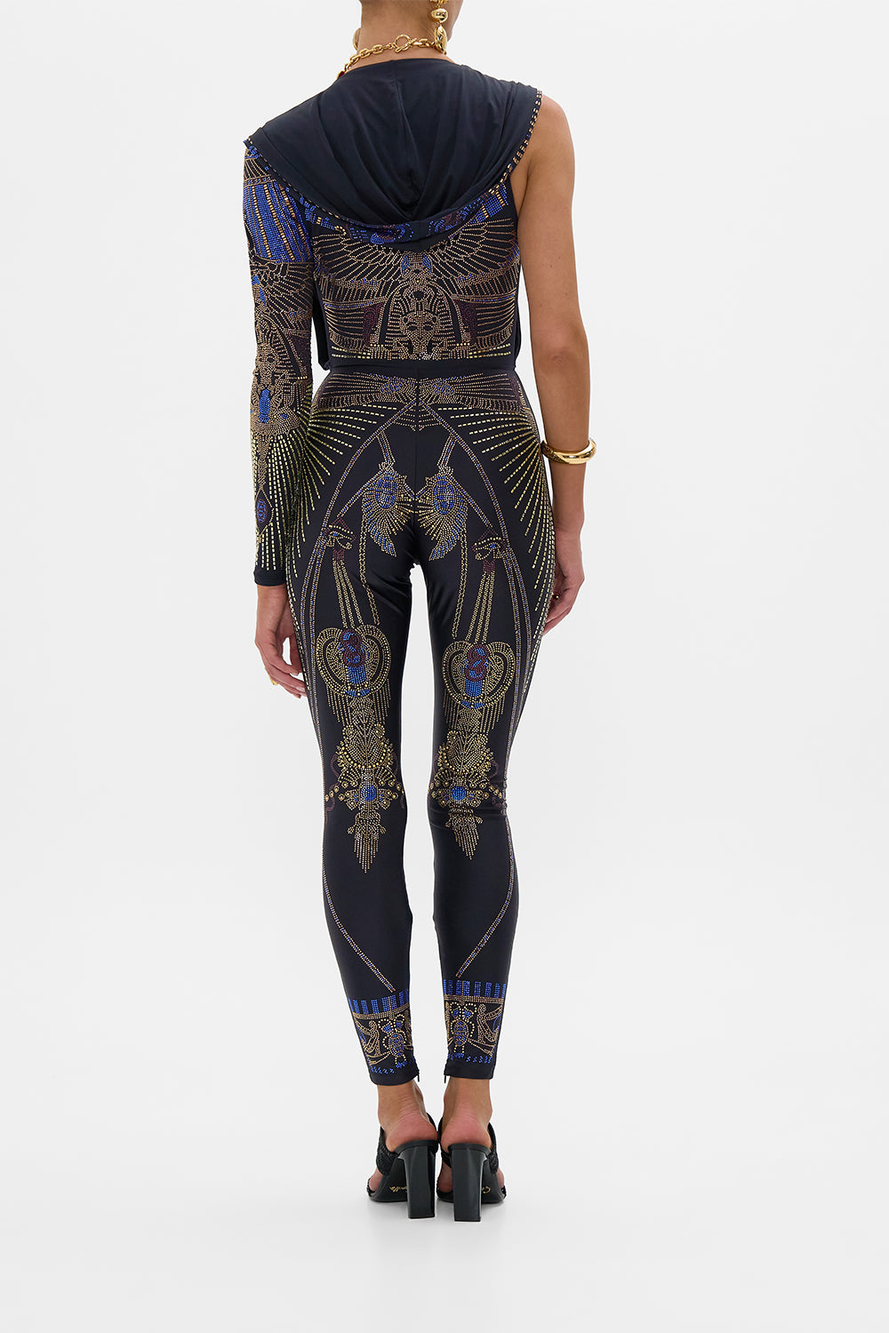 ONE SLEEVE HOODED CATSUIT SOLID BLACK