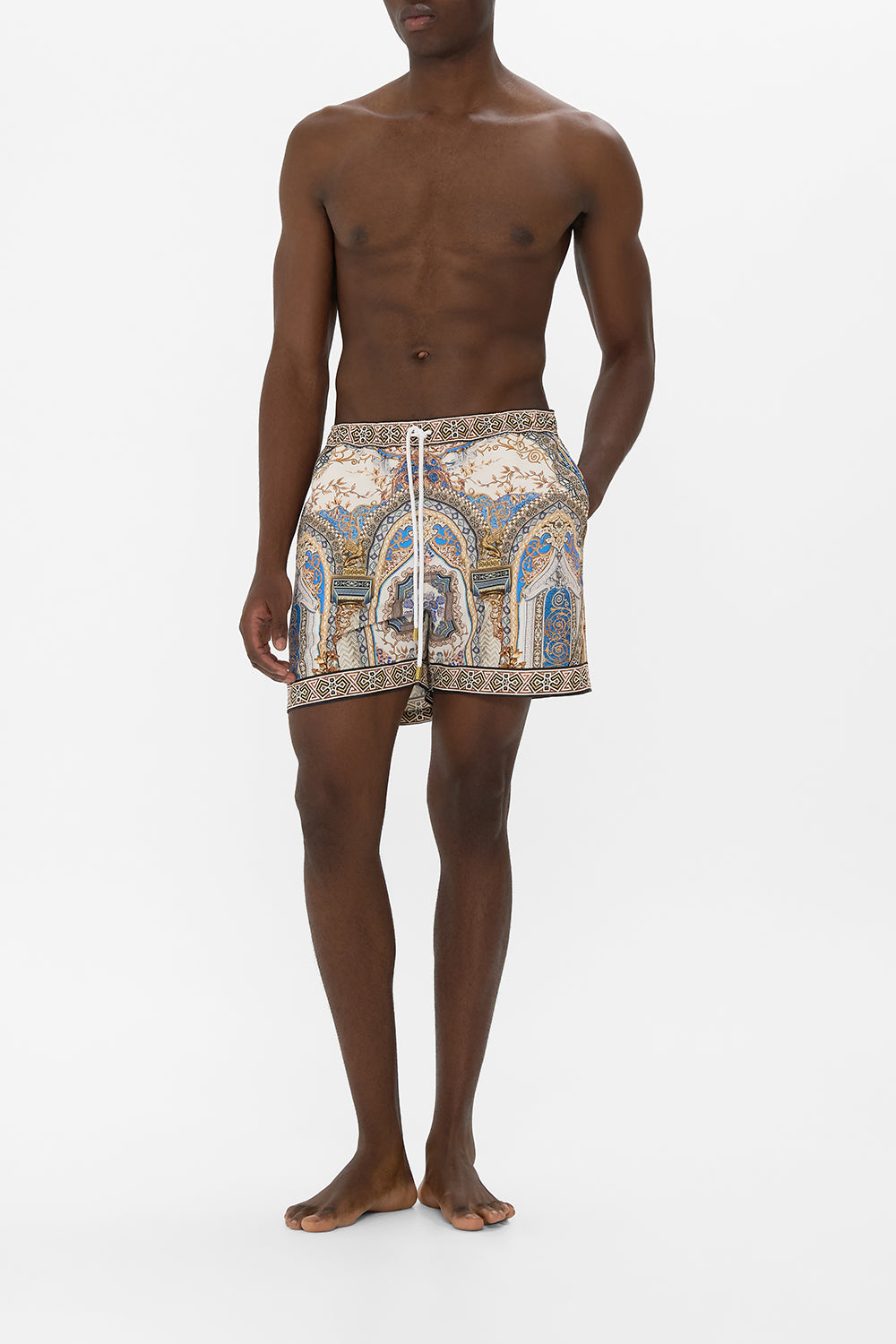 CAMILLA Mid Length Boardshort in Make Me Your Mosaic print