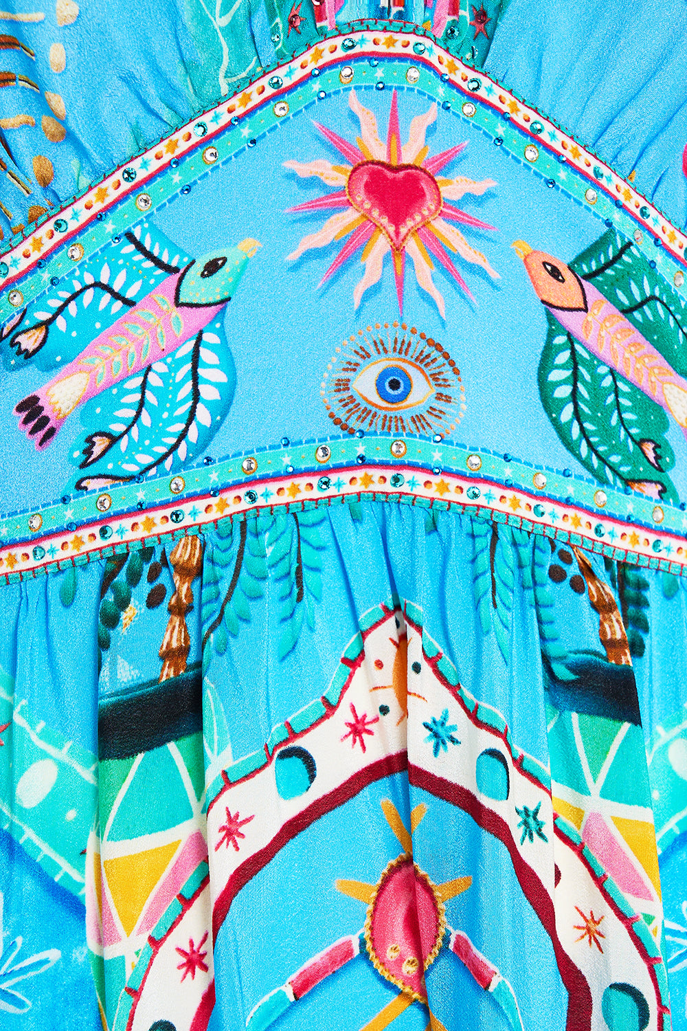 WAISTED DRESS WITH KIMONO SLEEVE A PAINTED VILLAGE