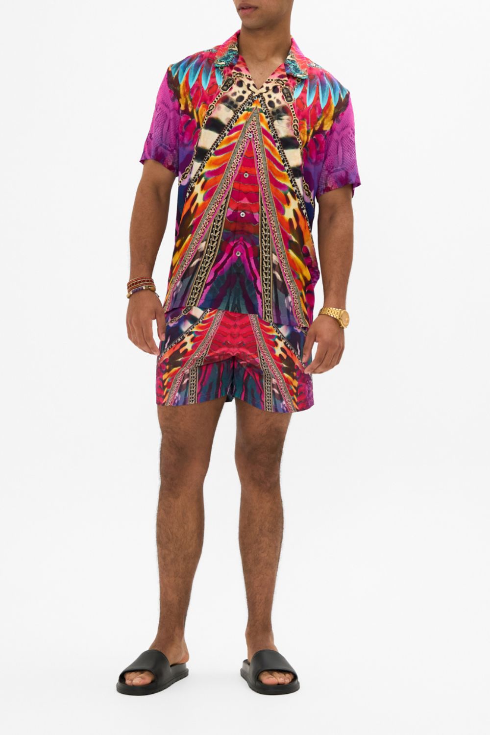 CAMILLA Short Sleeve Camp Collared Shirt in Sahara Supernatural print