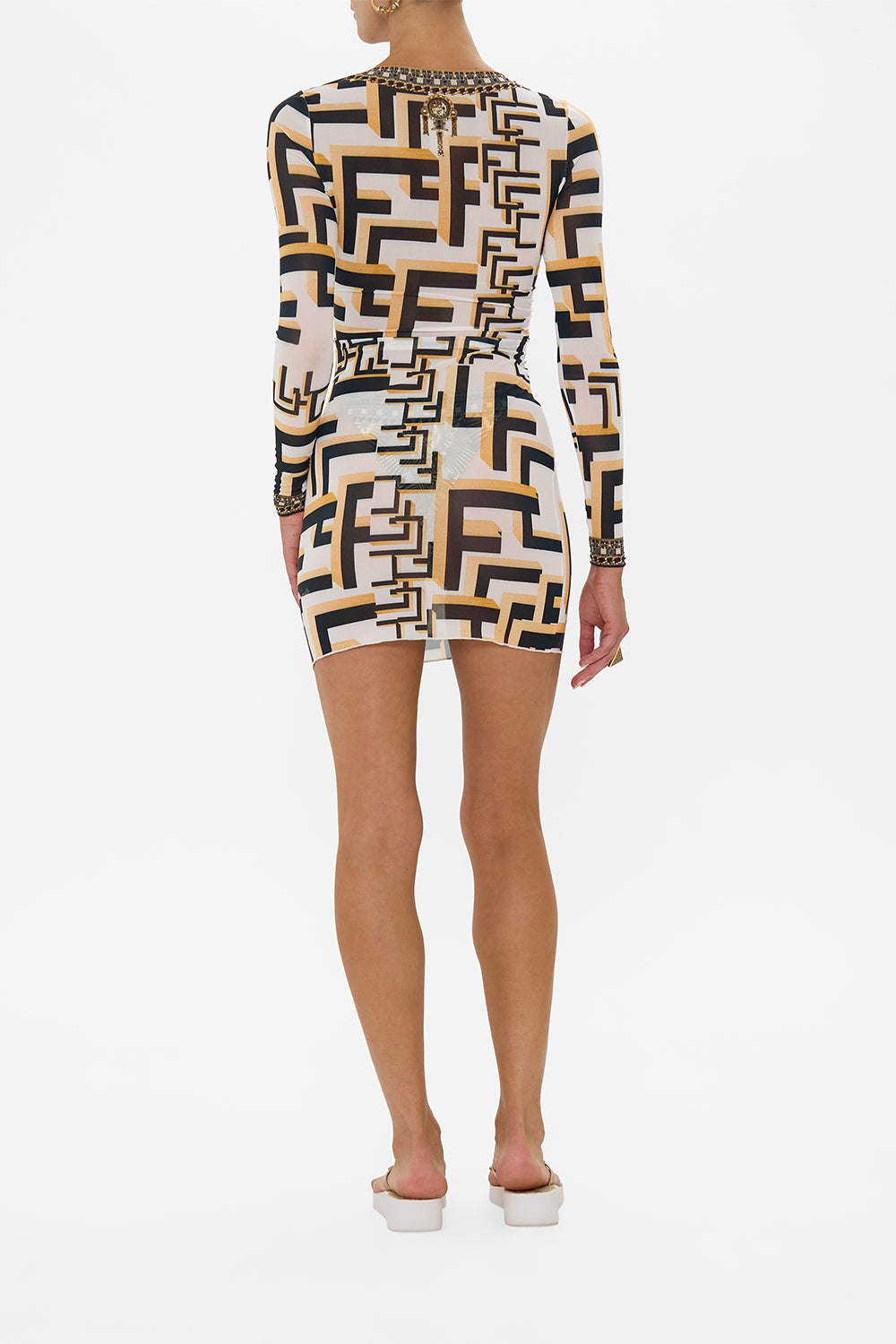 V-NECK RING FRONT COVER UP DRESS TEMPLES OF DENDARA