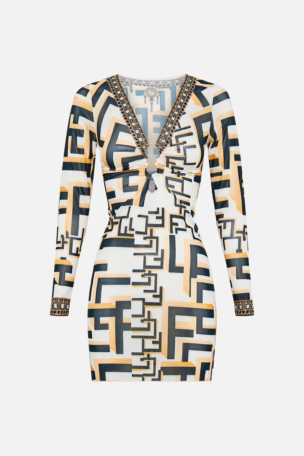 V-NECK RING FRONT COVER UP DRESS TEMPLES OF DENDARA