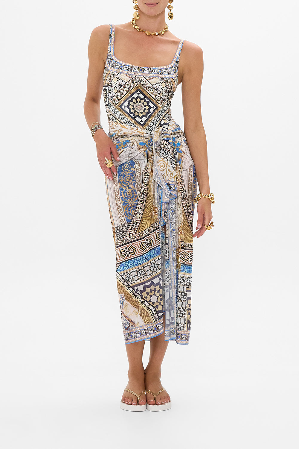 CAMILLA Long Sarong in Make Me Your Mosaic print