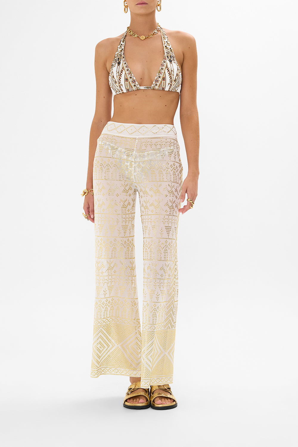 CAMILLA Mesh Pants in Goddess Energy print