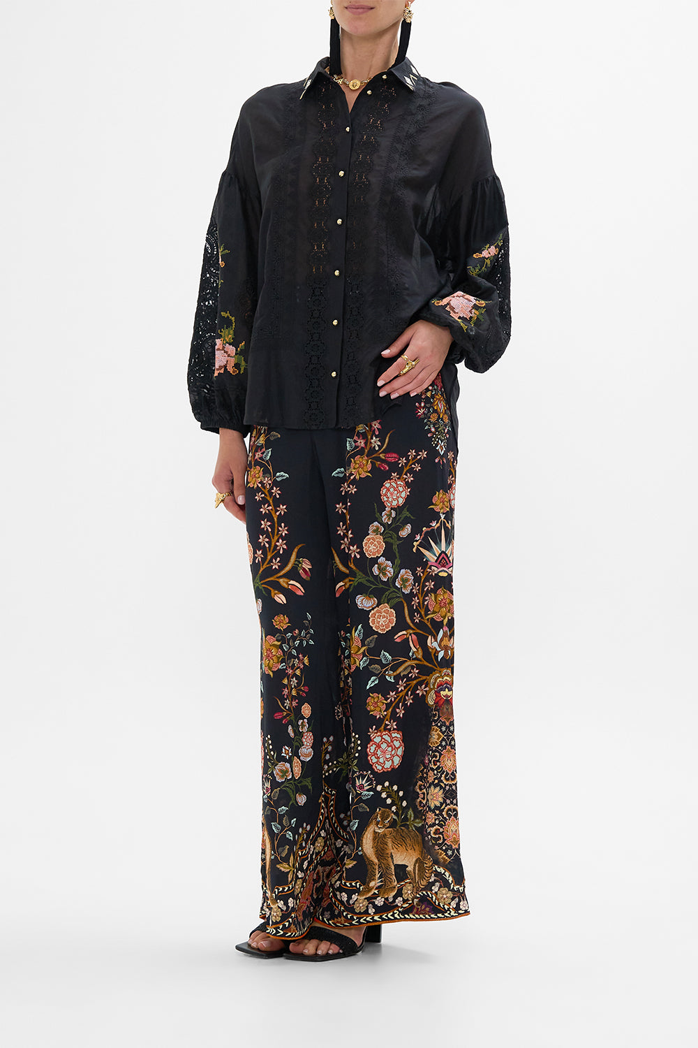 CAMILLA Embroidered Balloon Sleeve Shirt Blouse Loom to Tomb print