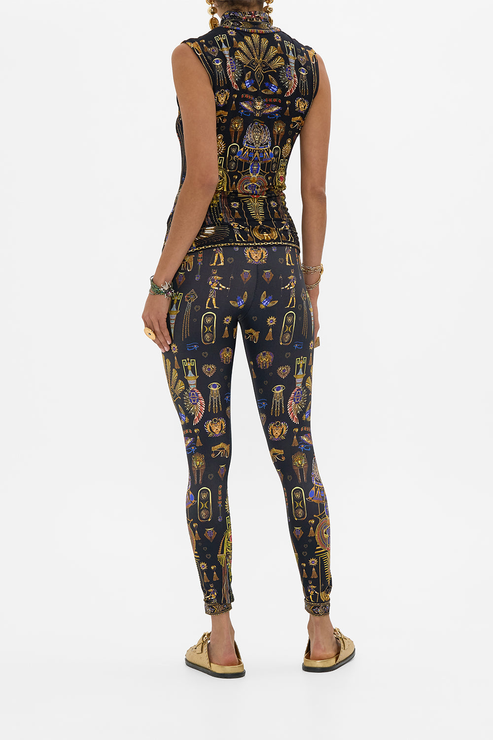 CAMILLA Sleeveless Turtleneck in Cartouche Kingdom print.
