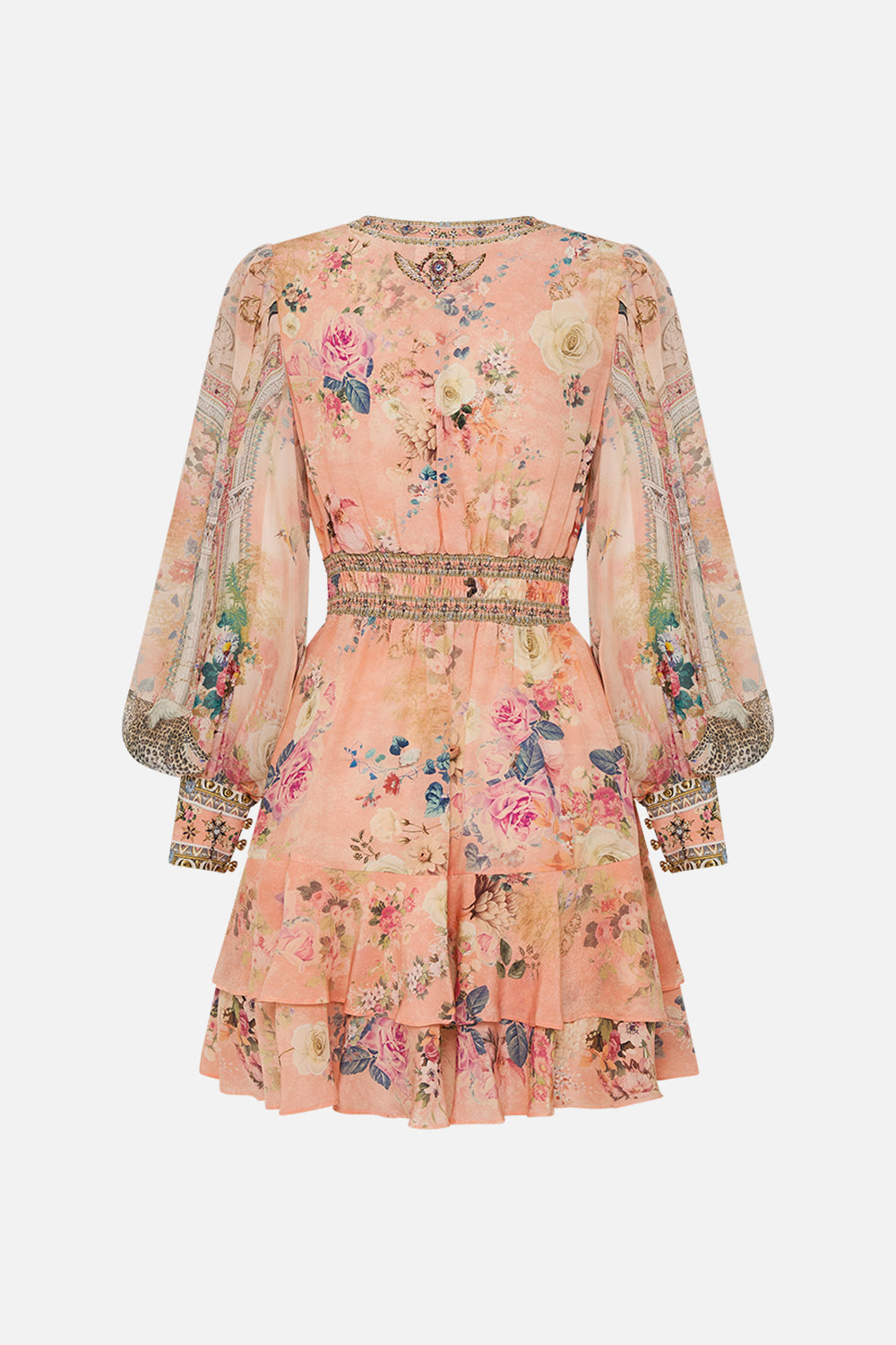 CAMILLA Floral Button Front Frill Dress in The Jewellery Palace Print.