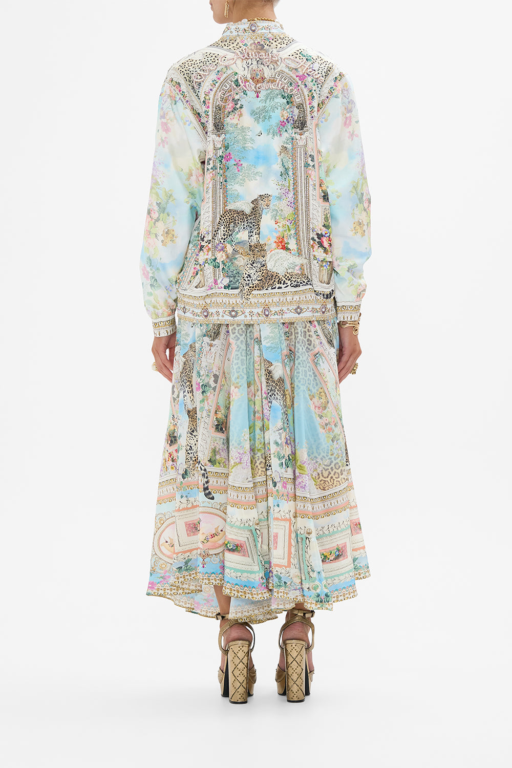 CAMILLA Oversized Embellished Bomber Jacket in We Always Have Alexandria Print.