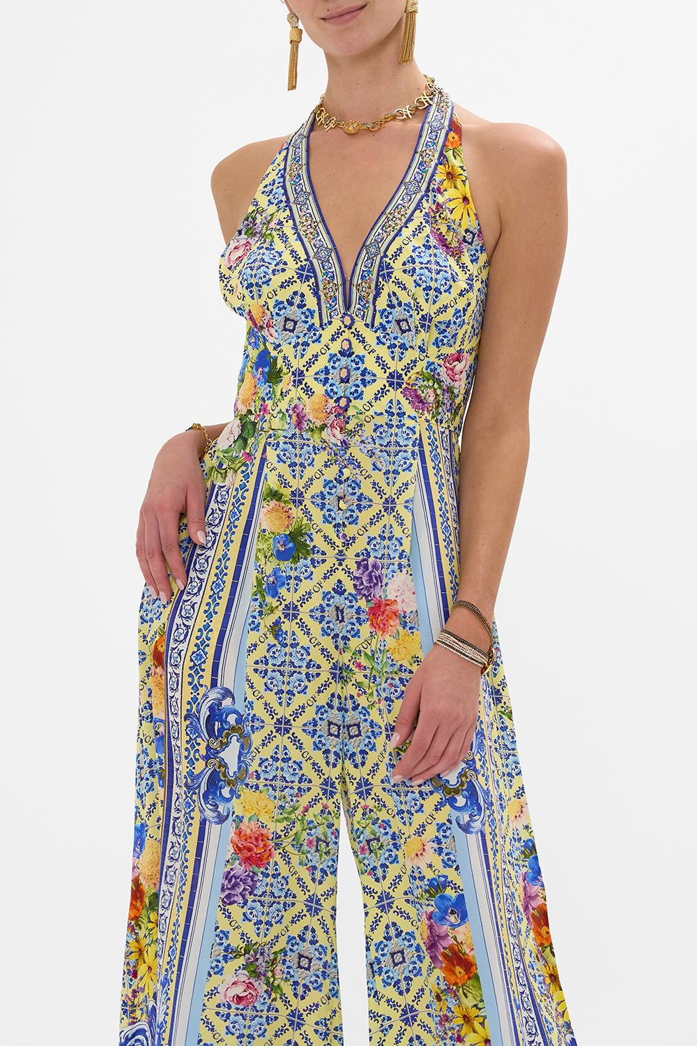 HALTERNECK JUMPSUIT WITH TIE NECK WALL TO WALL WONDERS