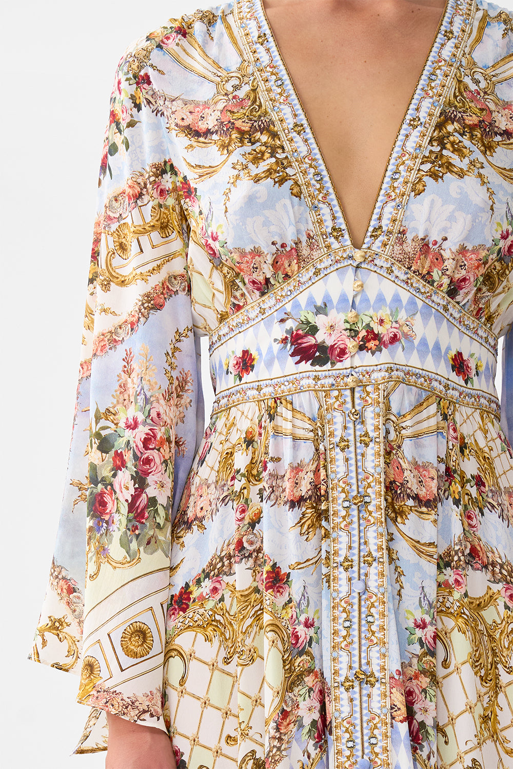 KIMONO SLEEVE DRESS WITH SHIRRING DETAIL THRONE GAMES