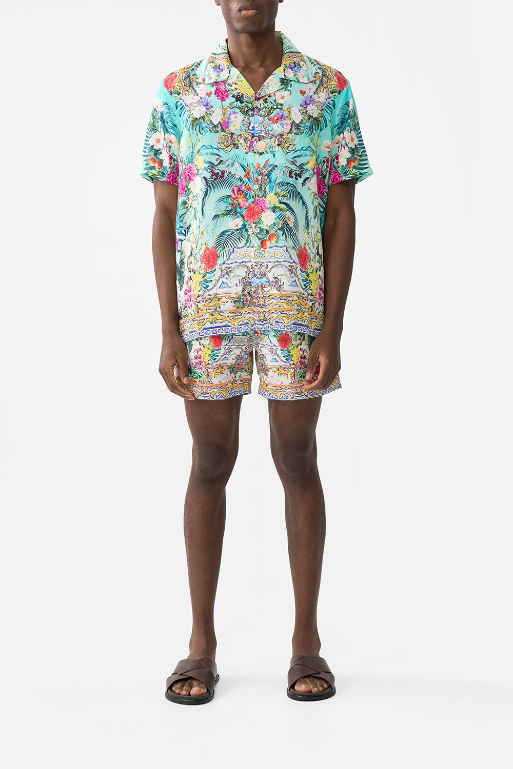 SHORT SLEEVE CAMP COLLARED SHIRT GARDENS OF QUELUZ