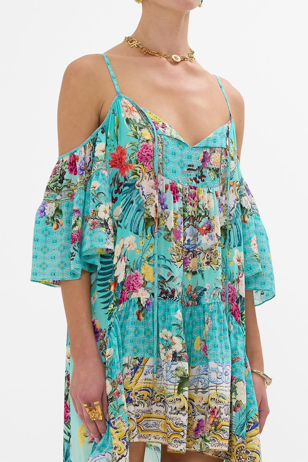 COLD SHOULDER HIGH LOW DRESS GARDENS OF QUELUZ