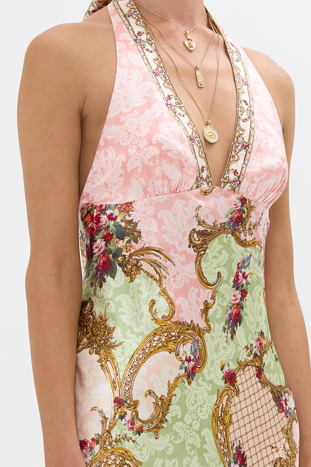 BIAS HALTER DRESS WITH RUFFLE HEM THE QUEENS QUARTERS