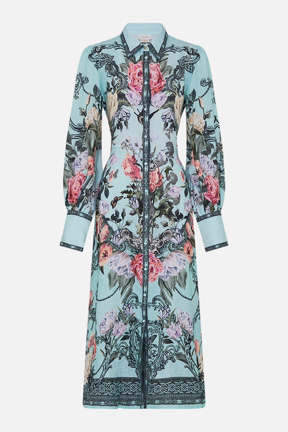 CAMILLA waist tie shirt dress in Petal promiseland print