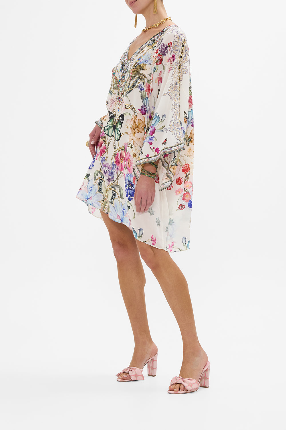 V NECK SHORT KAFTAN WITH TIES MONSERRATE MAGIC