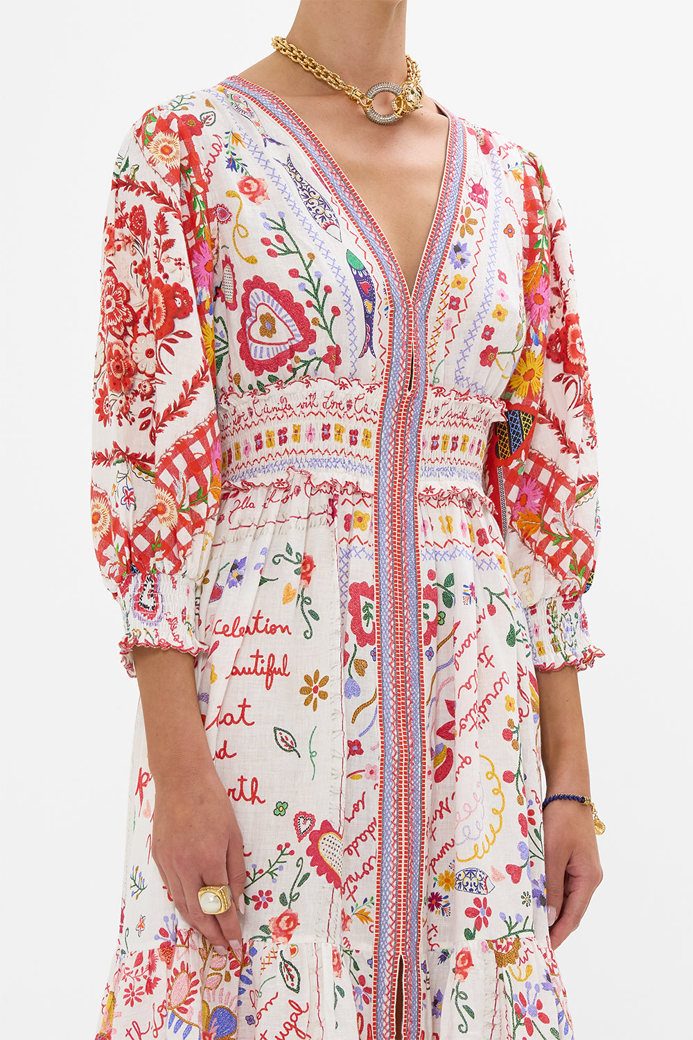 SHIRRED WAISTBAND LONG DRESS A KITSCH IN TIME