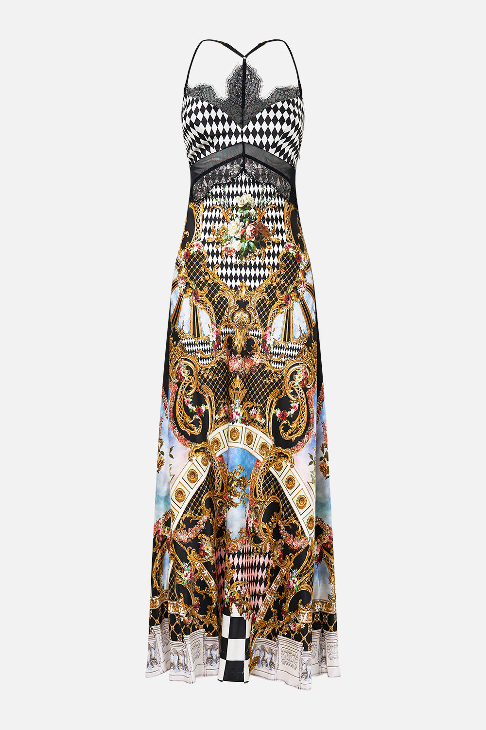 LACE SPLICE BIAS LONG DRESS MONARCHY MANIA