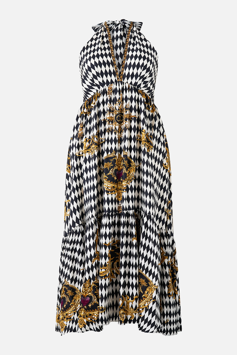 RUFFLE HEM HALTER DRESS MONARCHY MANIA