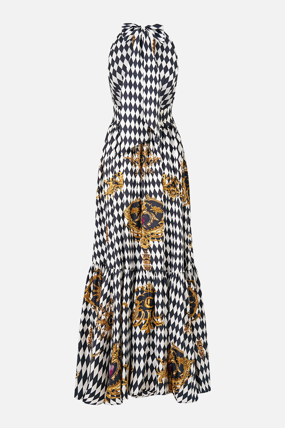 RUFFLE HEM HALTER DRESS MONARCHY MANIA