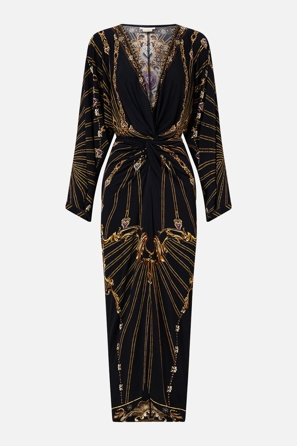 LONG SPLIT FRONT TWIST DRESS BAROQUE AROUND THE CLOCK