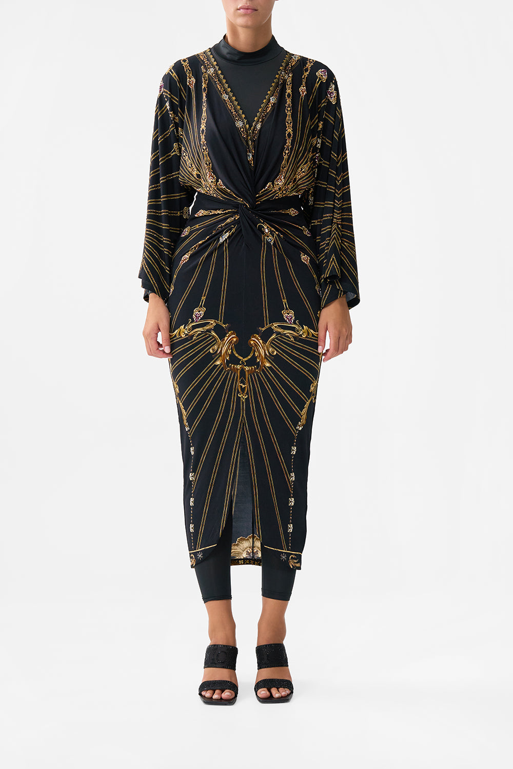 LONG SPLIT FRONT TWIST DRESS BAROQUE AROUND THE CLOCK