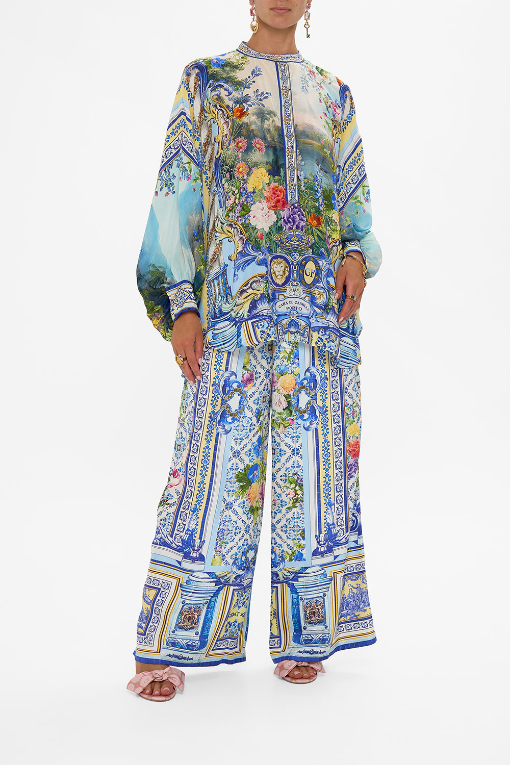 CAMILLA Batwing Sleeve Blouse in Wall To Wall Wonders print