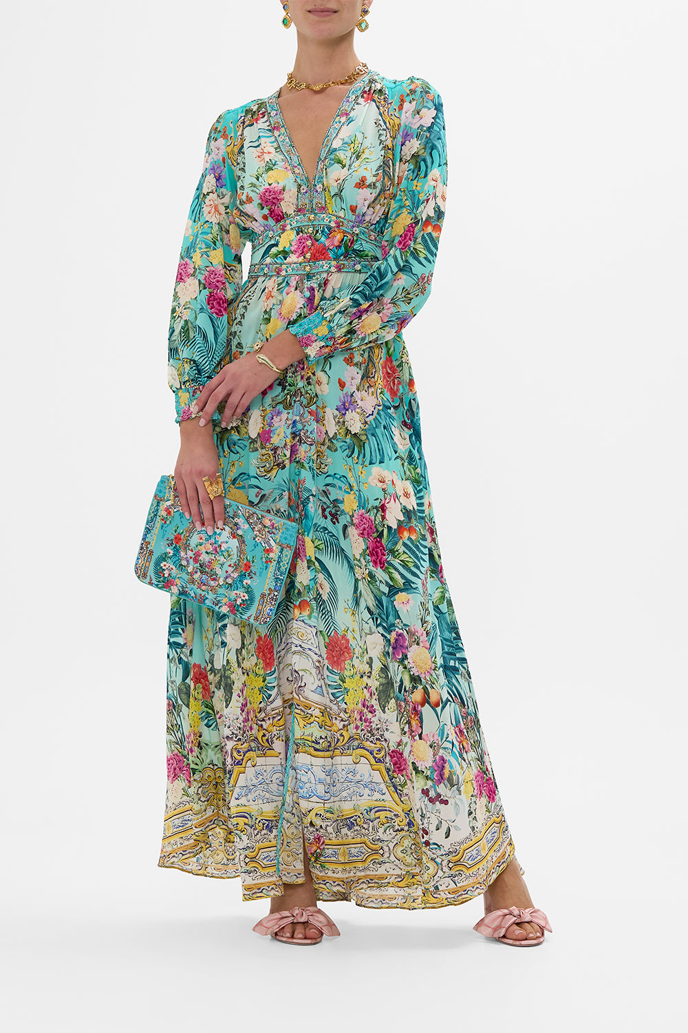 BUTTON DRESS WITH SHAPED WAISTBAND GARDENS OF QUELUZ