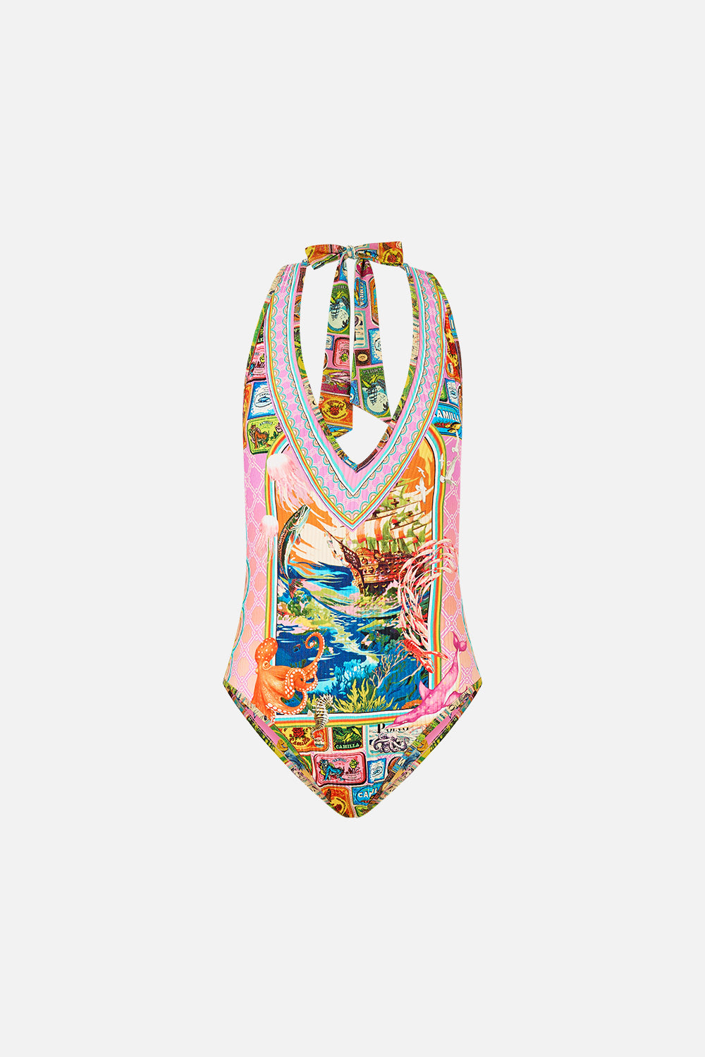 REVERSIBLE BIND EDGE HALTER ONE PIECE SALTY SPLENDOUR