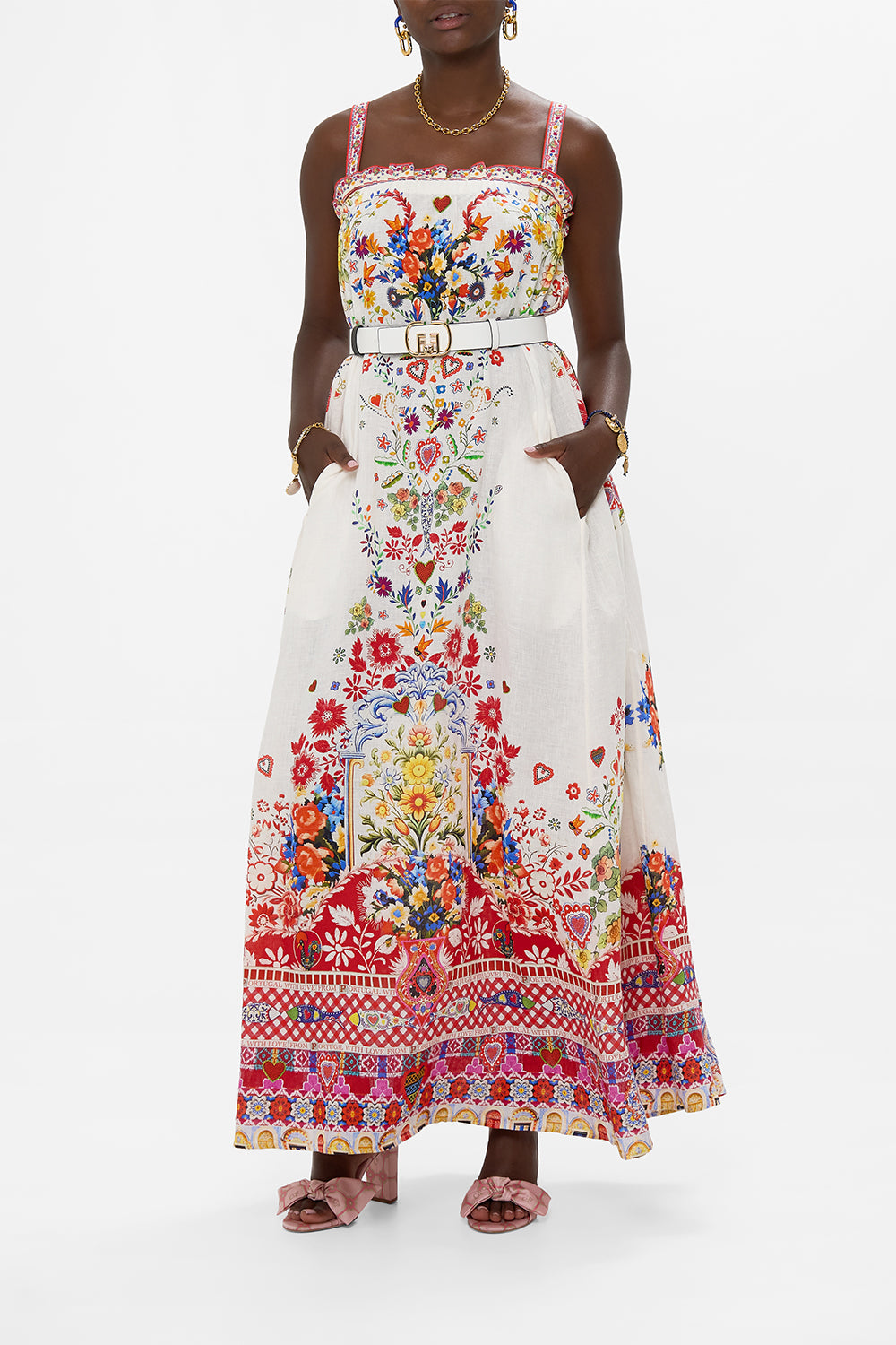 REVERSIBLE MONOGRAM BUCKLE BELT SOLID WHITE