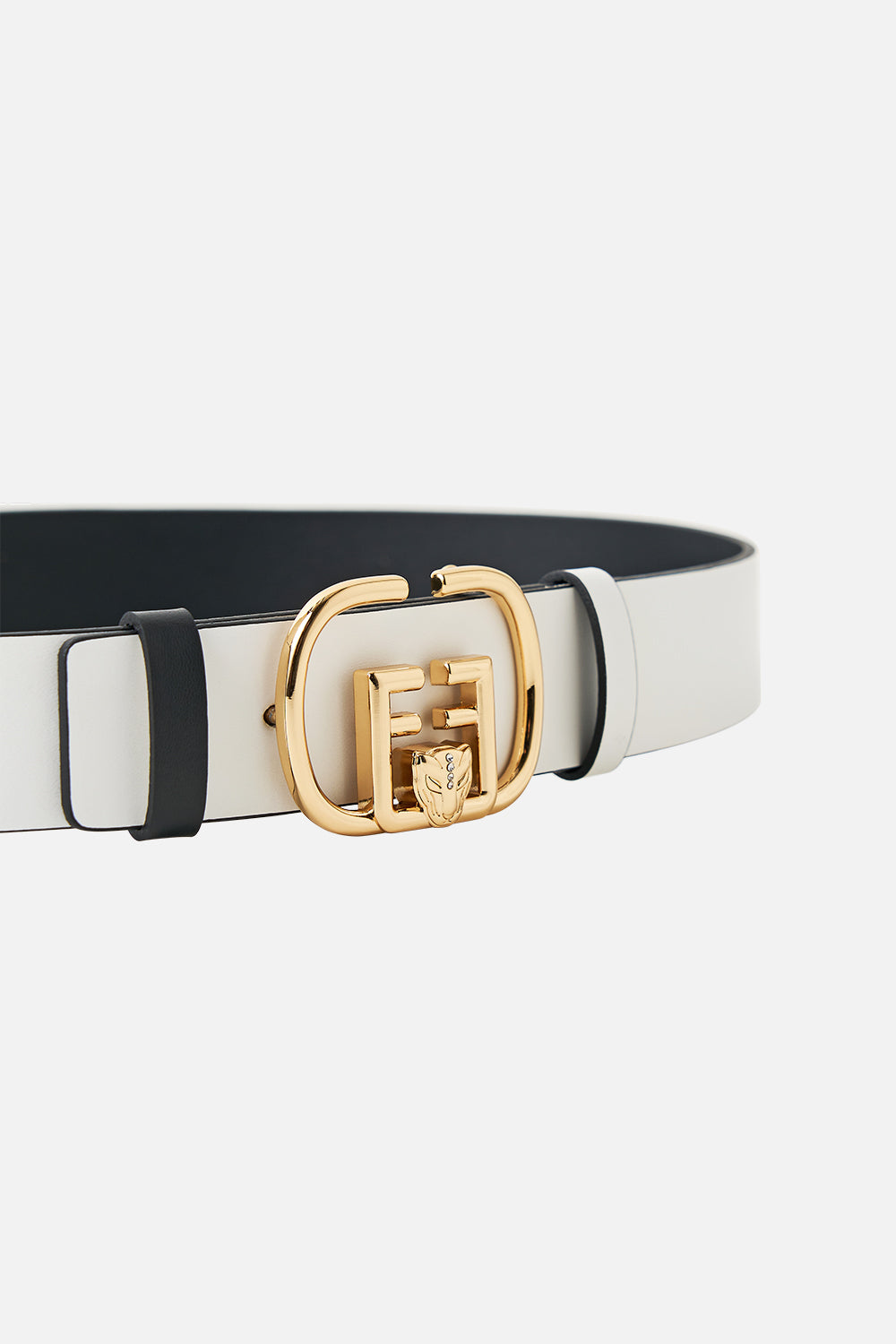 REVERSIBLE MONOGRAM BUCKLE BELT SOLID WHITE