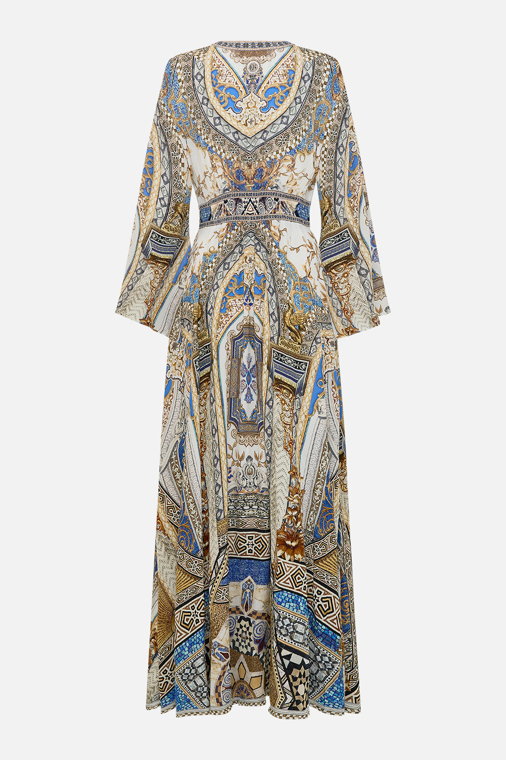 CAMILLA Kimono Sleeve Dress with Shirring Detail in Make Me Your Mosaic Print
