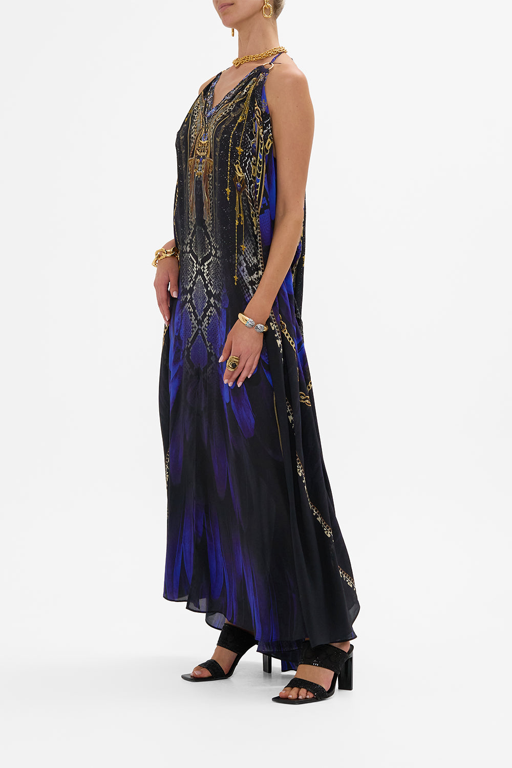 CAMILLA Ring Detail Strap Dress in Other Side of the Oasis print.