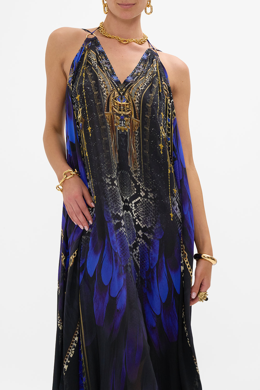 CAMILLA Ring Detail Strap Dress in Other Side of the Oasis print.