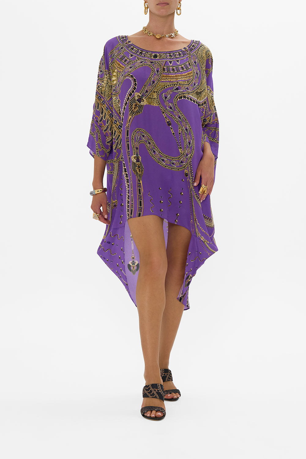 CAMILLA Scoop Back Hem Dress in Luxorland Lady print