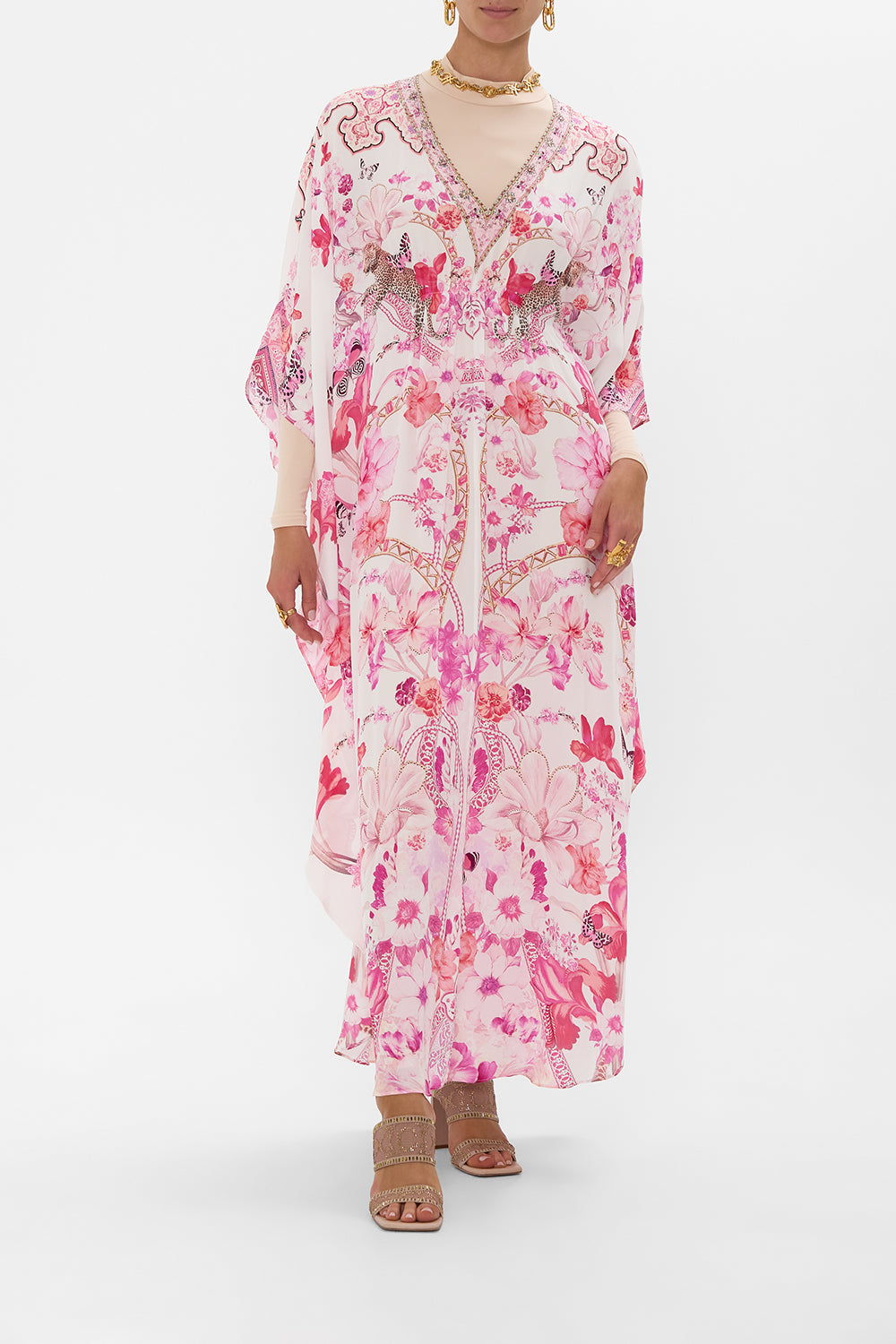 GATHERED WAIST KAFTAN BOTANICAL NOVELLA