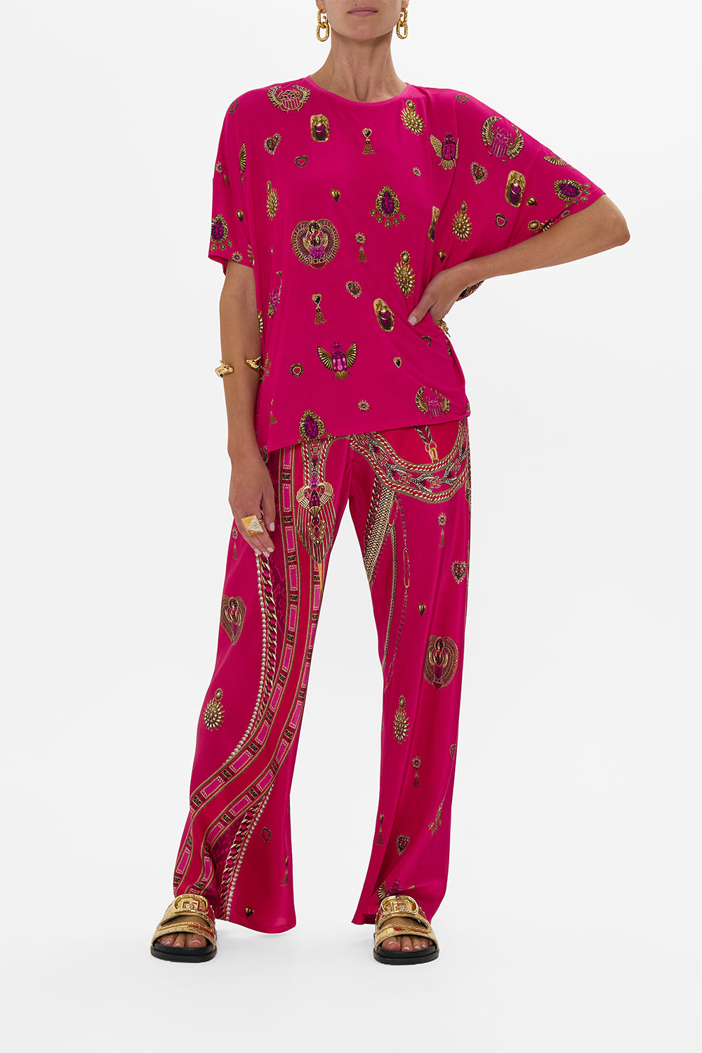 CAMILLA Relaxed Fit Drop Shoulder Tee in Kissed By A Cobra print