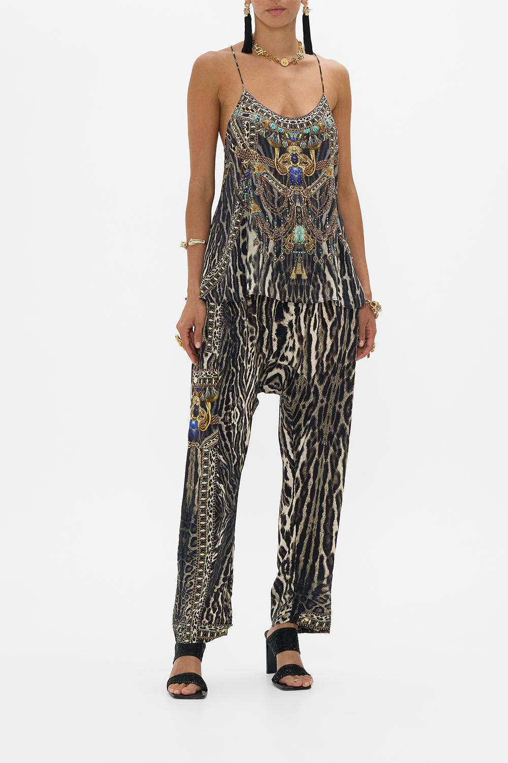 CAMILLA T Back Shoestring Top in Cat Worship