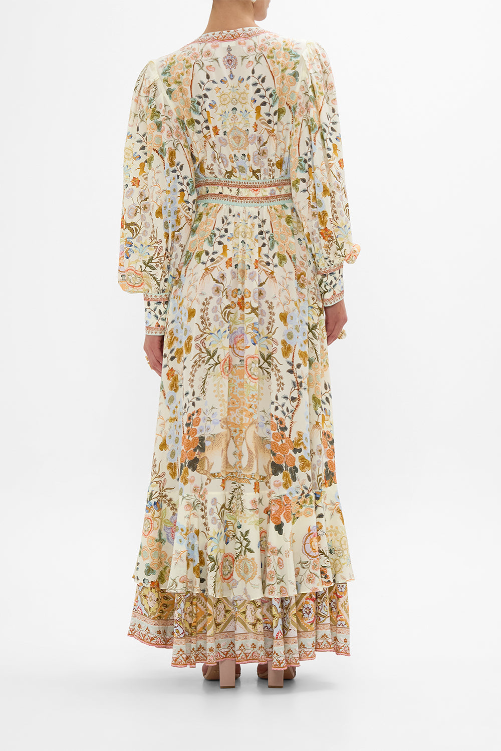 CAMILLA Long Button Front Dress in Honour of Heirlooms print