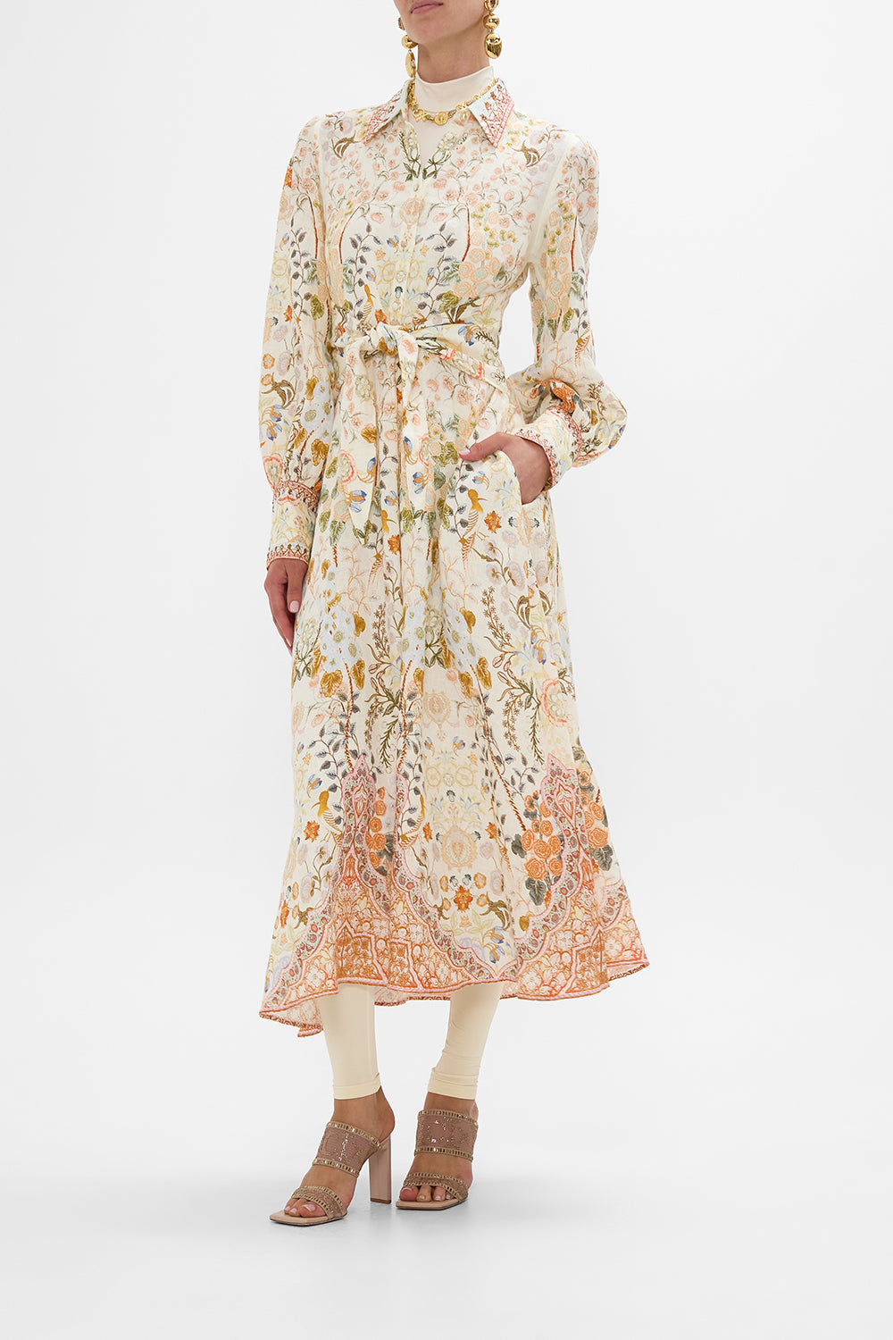 CAMILLA Waist Tie Shirt Dress in Honour of Heirlooms print