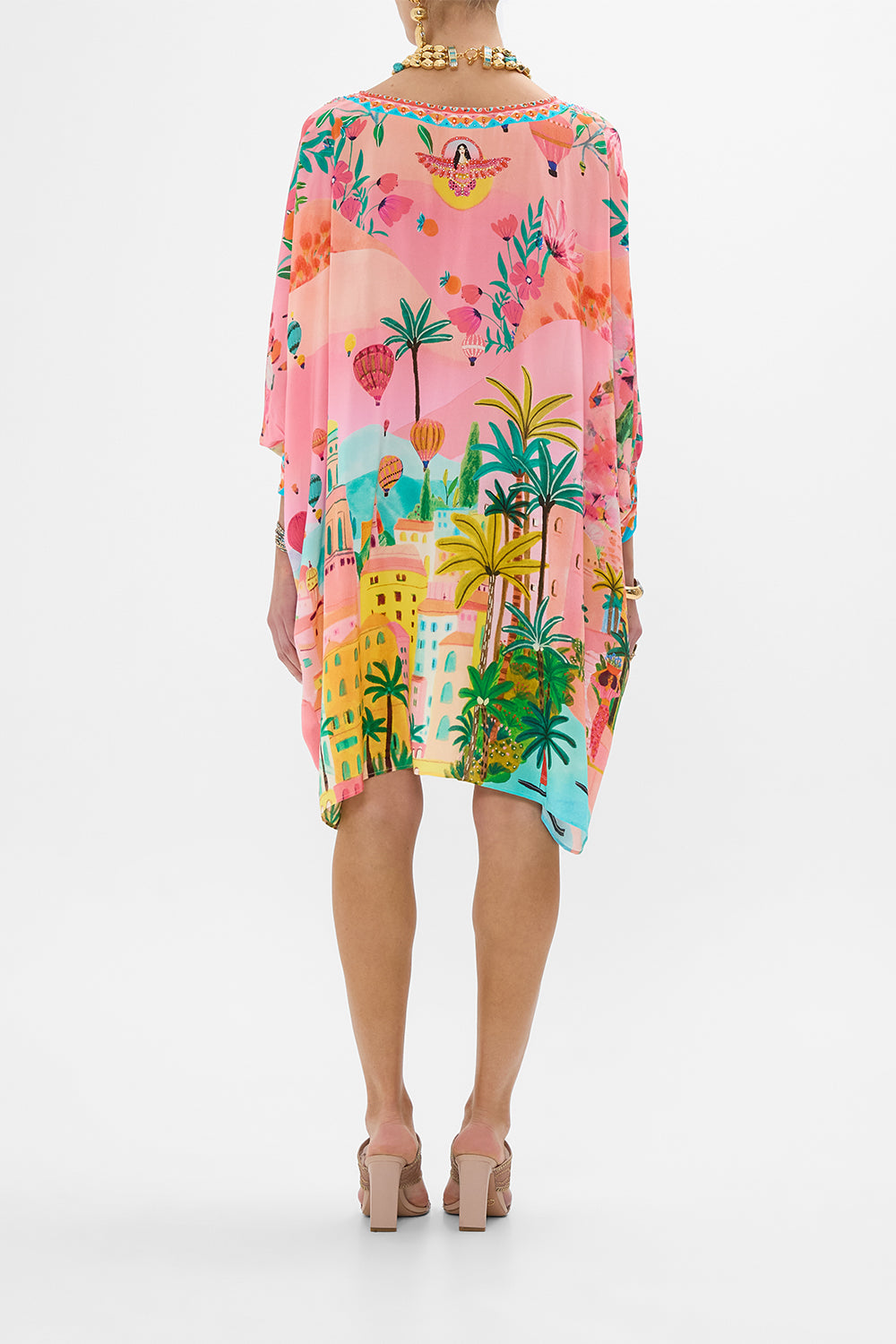 CAMILLA Short Kaftan With Cuff in Sister Sunset print.