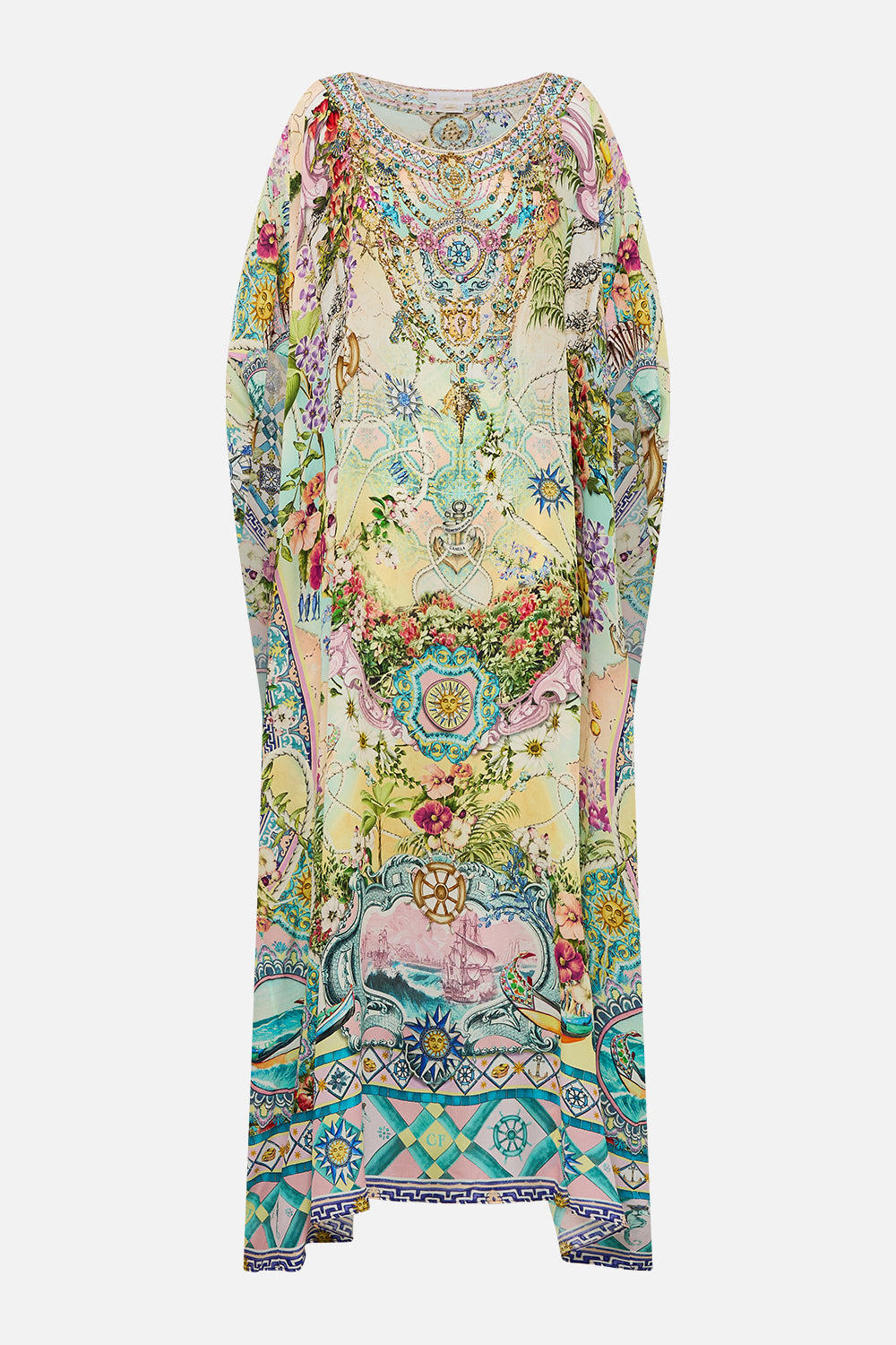 The CAMILLA Round Neck Kaftan in our Just Coasting print.