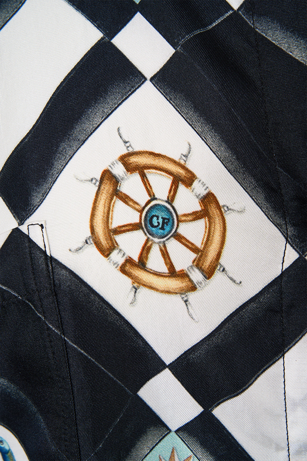 The CAMILLA Oversized Pocket Tunic in our Folk Afloat print.