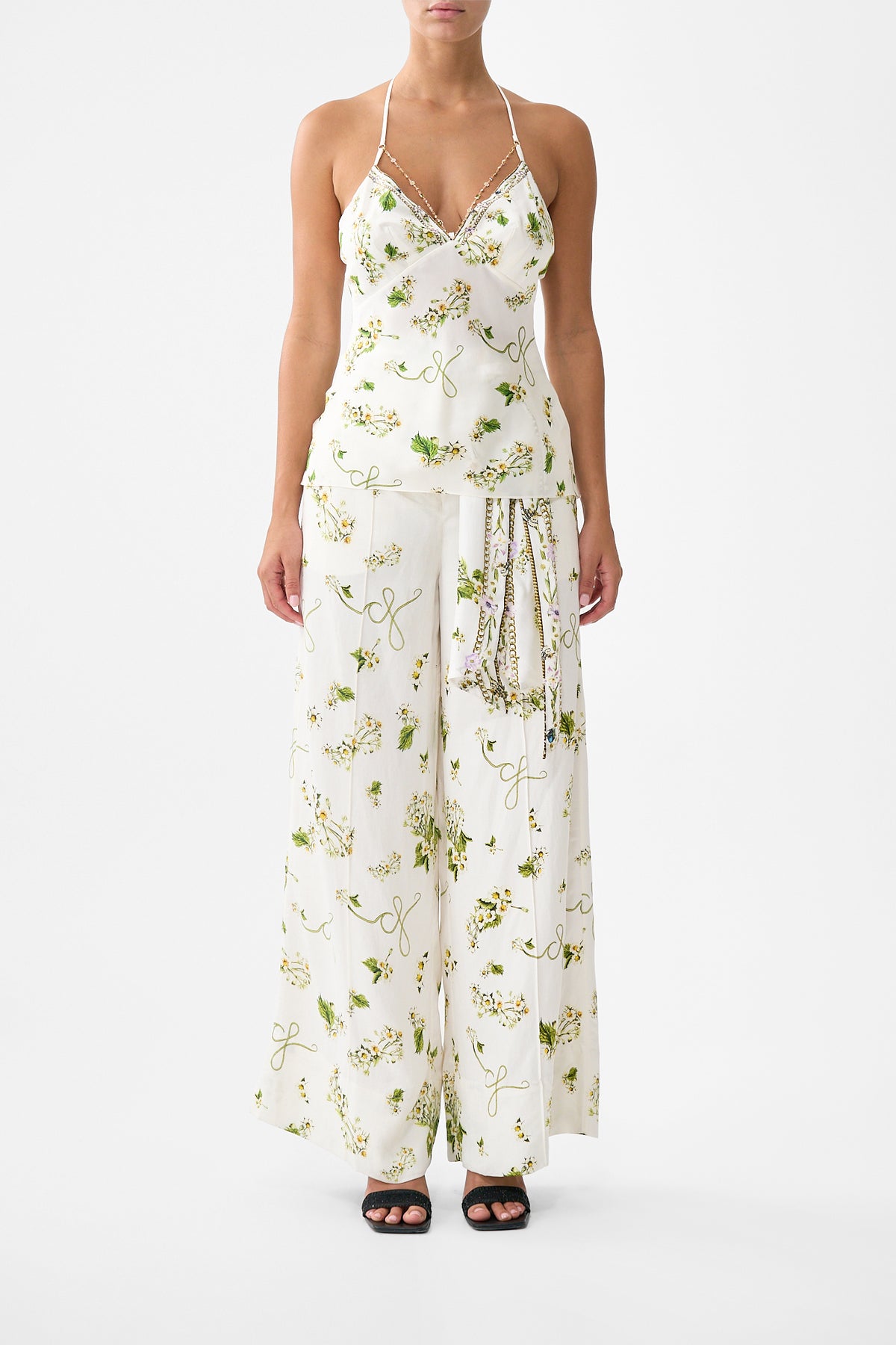 The CAMILLA Chain Detail Bias Cami in our Botanical Utopia print.