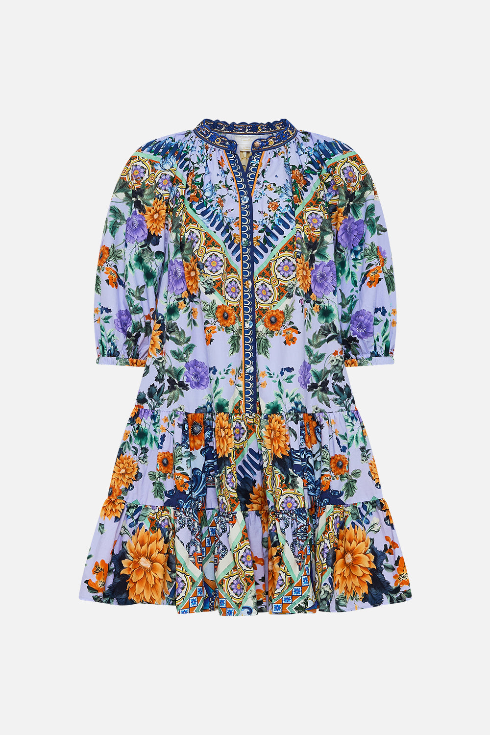 The CAMILLA Puff Sleeve Shirt Dress in our Luscious In Lisbon print.