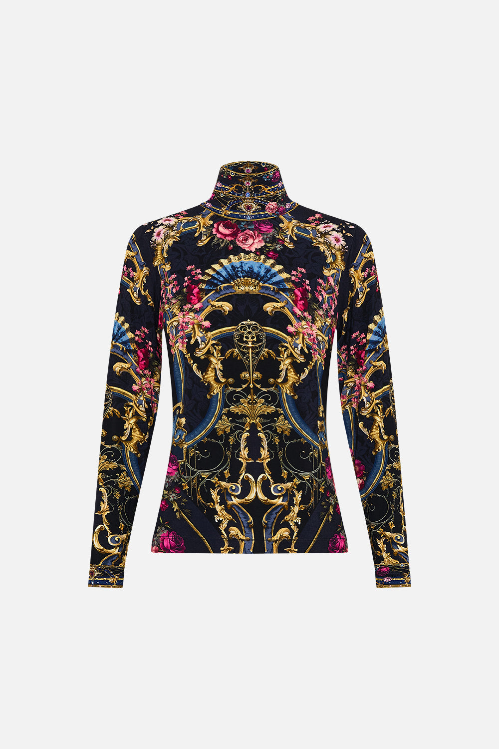 The CAMILLA Jersey Turtleneck in our Ornate On A Plate print.